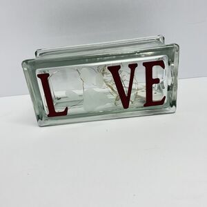 LOVE" Paw Print Lighted Glass Block.